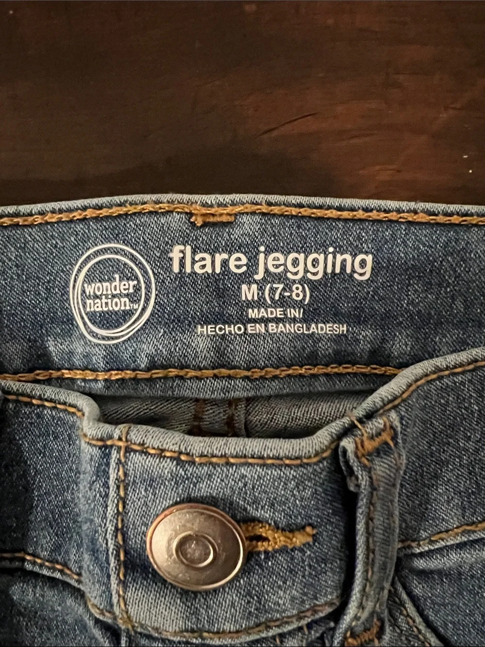Garanimals Dark Blue Denim Flare Jeans with Pink Floral Embroidery